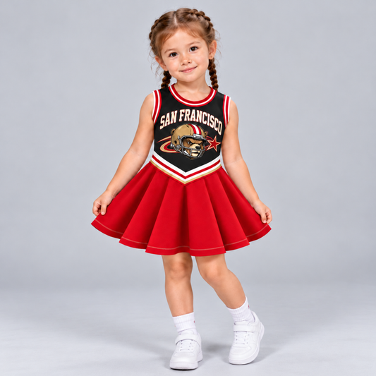 San Francisco-Inspired Kids Custom Football Cheer Dress – Personalized Name & Number