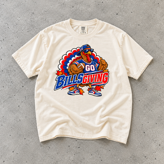 Billsgiving Turkey Football Shirt Comfort Colors T-shirt 2