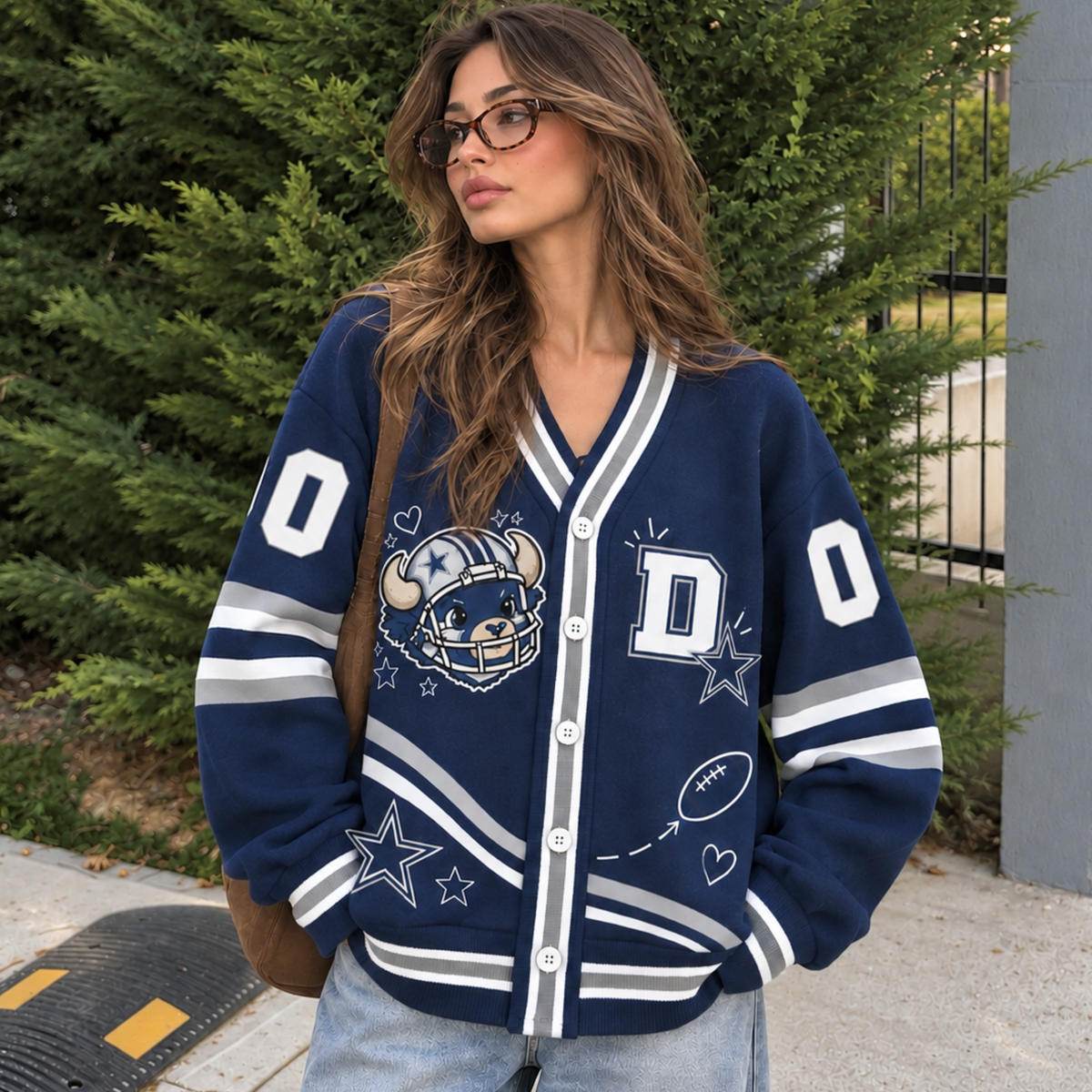 Dallas-Inspired Custom Football Cardigan – Personalized Name & Number