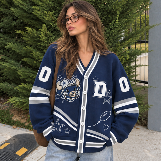 Dallas-Inspired Custom Football Cardigan – Personalized Name & Number