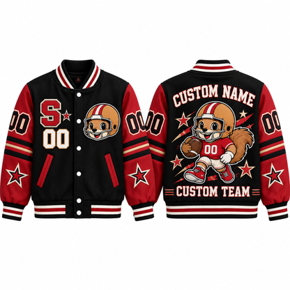 San Francisco-Inspired Kids Custom Football Varsity Jacket – Personalized Name & Number