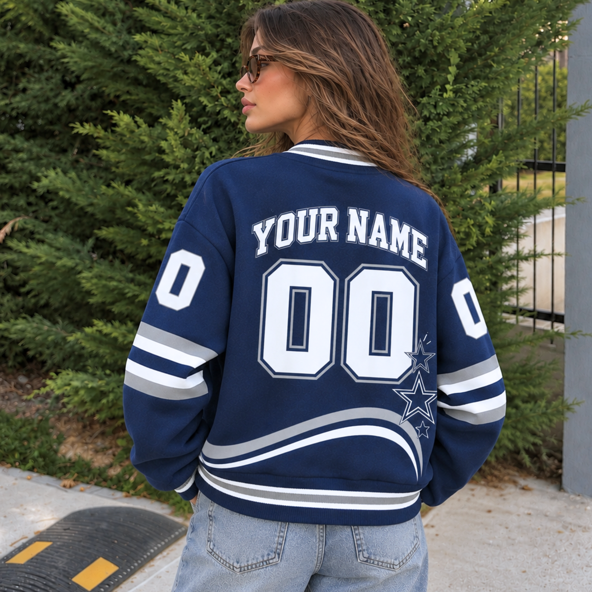 Dallas-Inspired Custom Football Cardigan – Personalized Name & Number