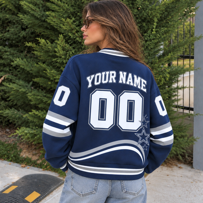 Dallas-Inspired Custom Football Cardigan – Personalized Name & Number