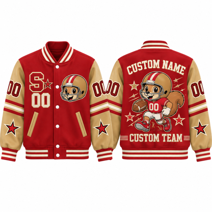 San Francisco-Inspired Kids Custom Football Varsity Jacket – Personalized Name & Number