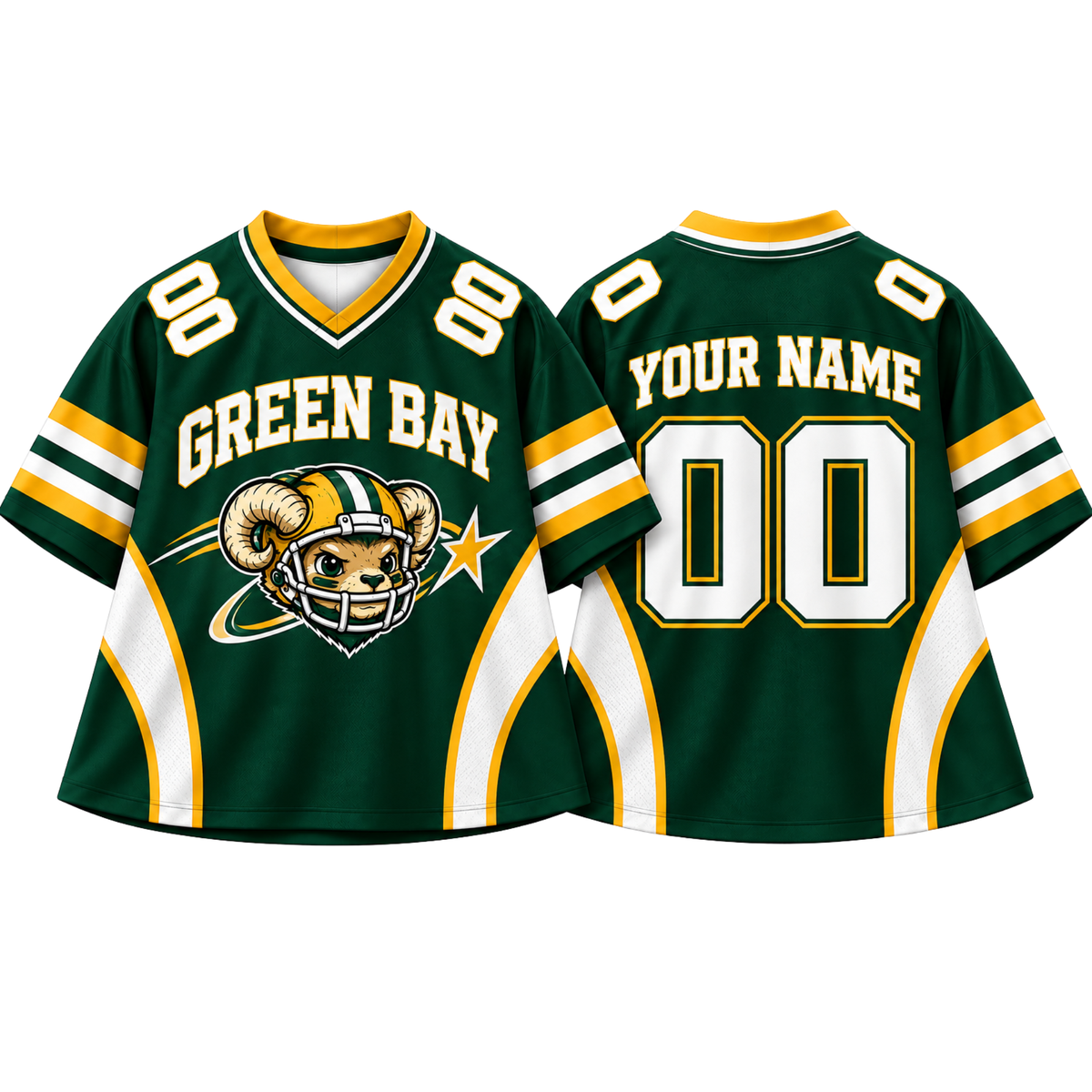 Green Bay-Inspired Custom Football Jersey – Personalized Name & Number