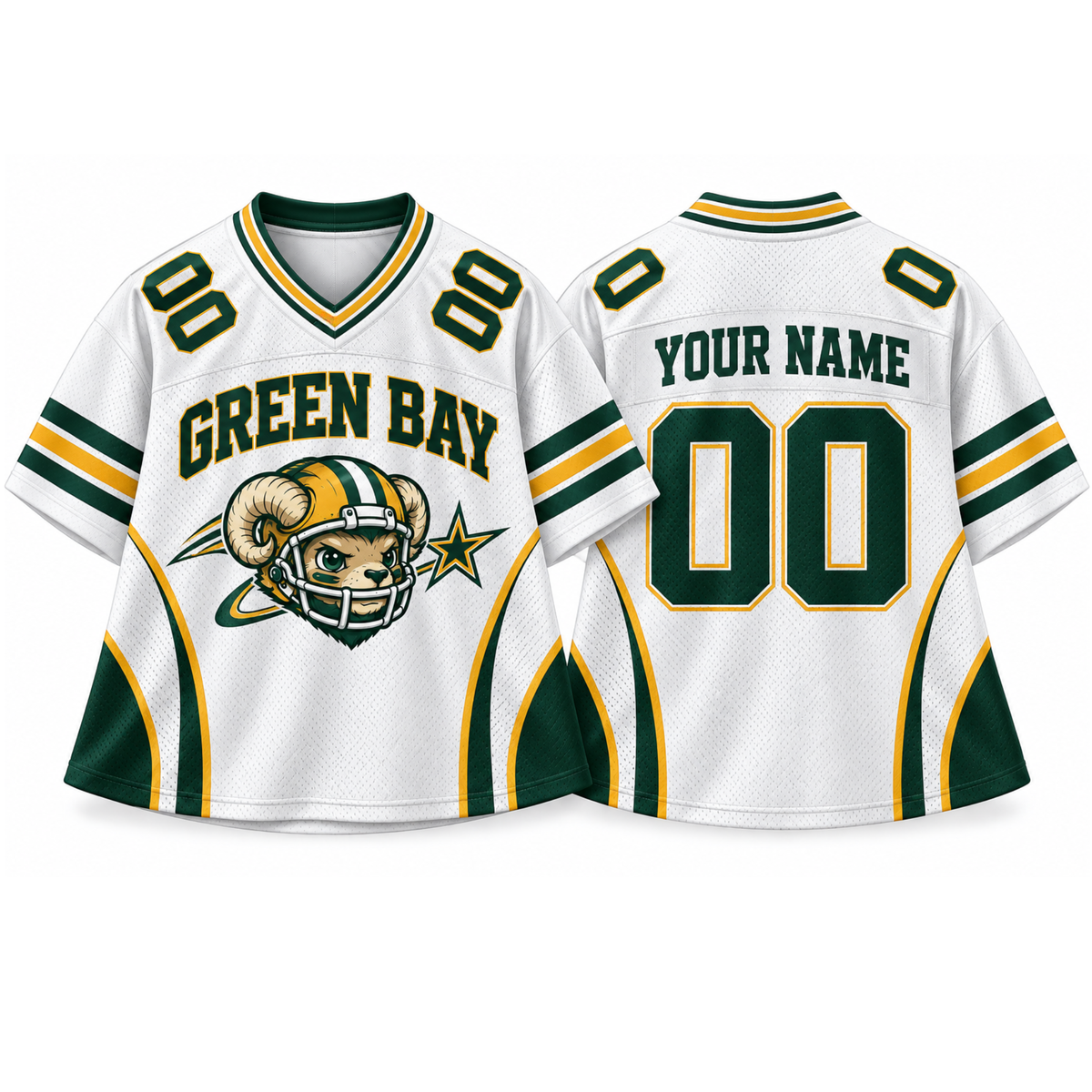 Green Bay-Inspired Custom Football Jersey – Personalized Name & Number