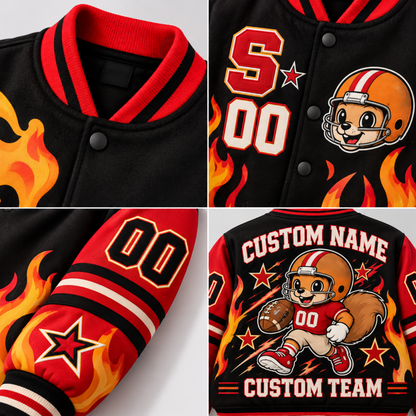 San Francisco-Inspired Kids Custom Football Varsity Jacket – Personalized Name & Number