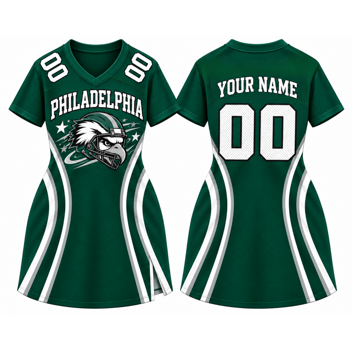 Philadelphia-Inspired Custom Football Jersey Dress – Personalized Name & Number