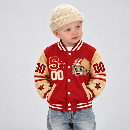 San Francisco-Inspired Kids Custom Football Varsity Jacket – Personalized Name & Number