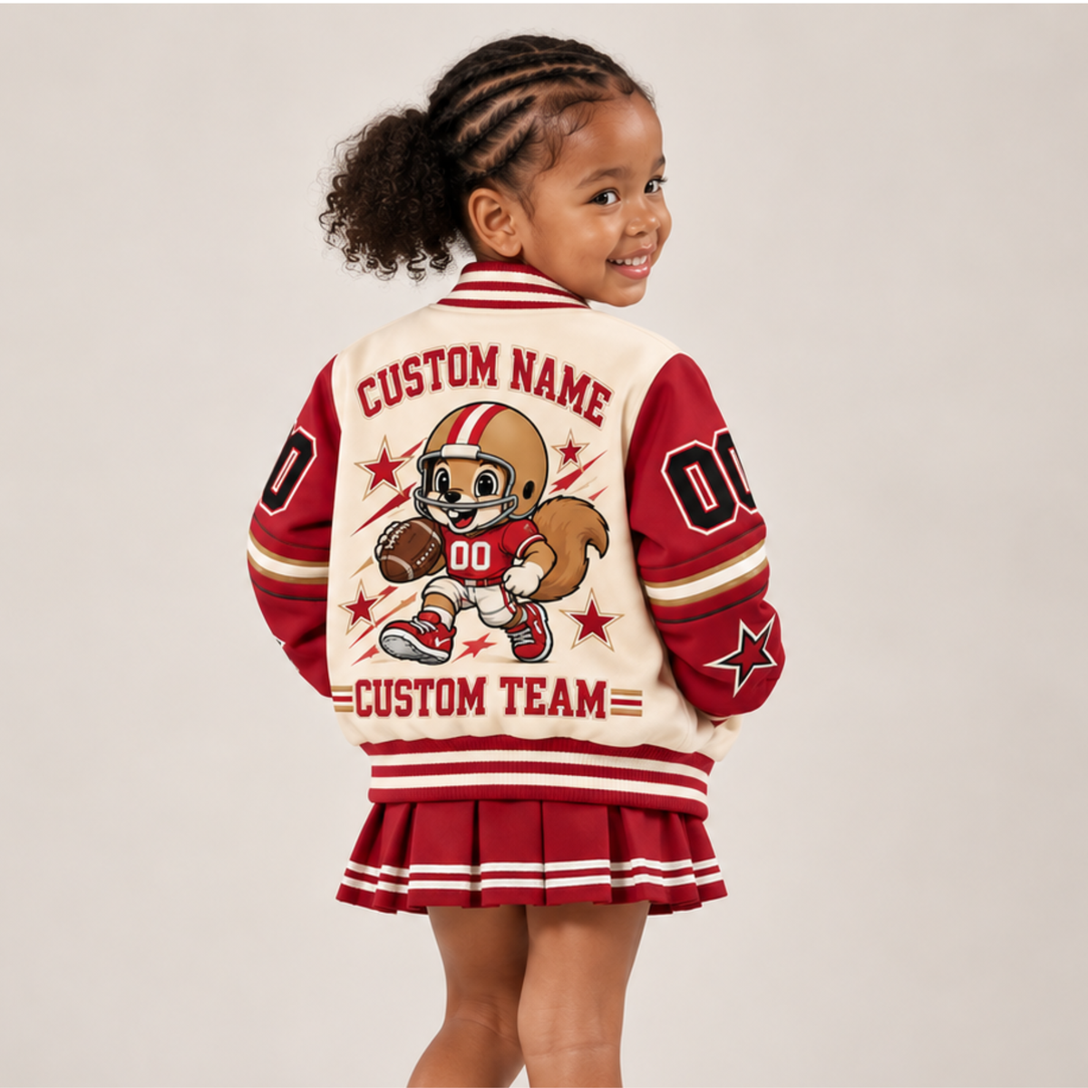 San Francisco-Inspired Kids Custom Football Varsity Jacket – Personalized Name & Number