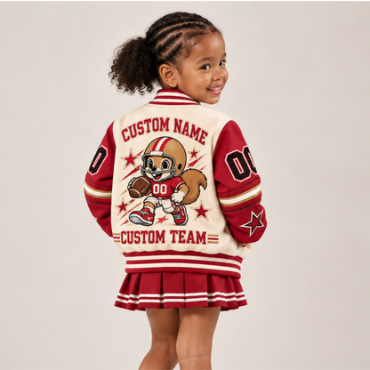 San Francisco-Inspired Kids Custom Football Varsity Jacket – Personalized Name & Number