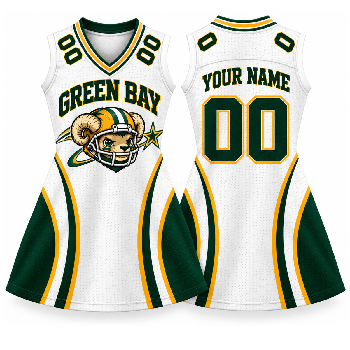 Green Bay-Inspired Custom Football Jersey Dress – Personalized Name & Number