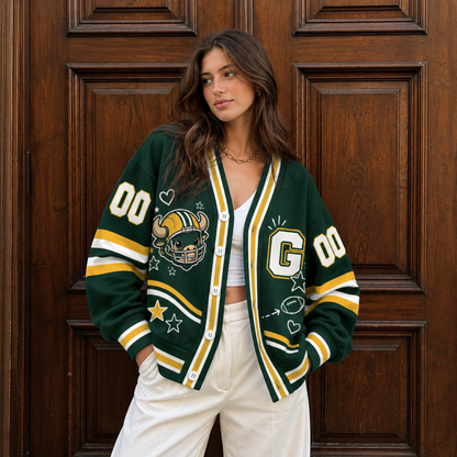 Green Bay-Inspired Custom Football Cardigan – Personalized Name & Number