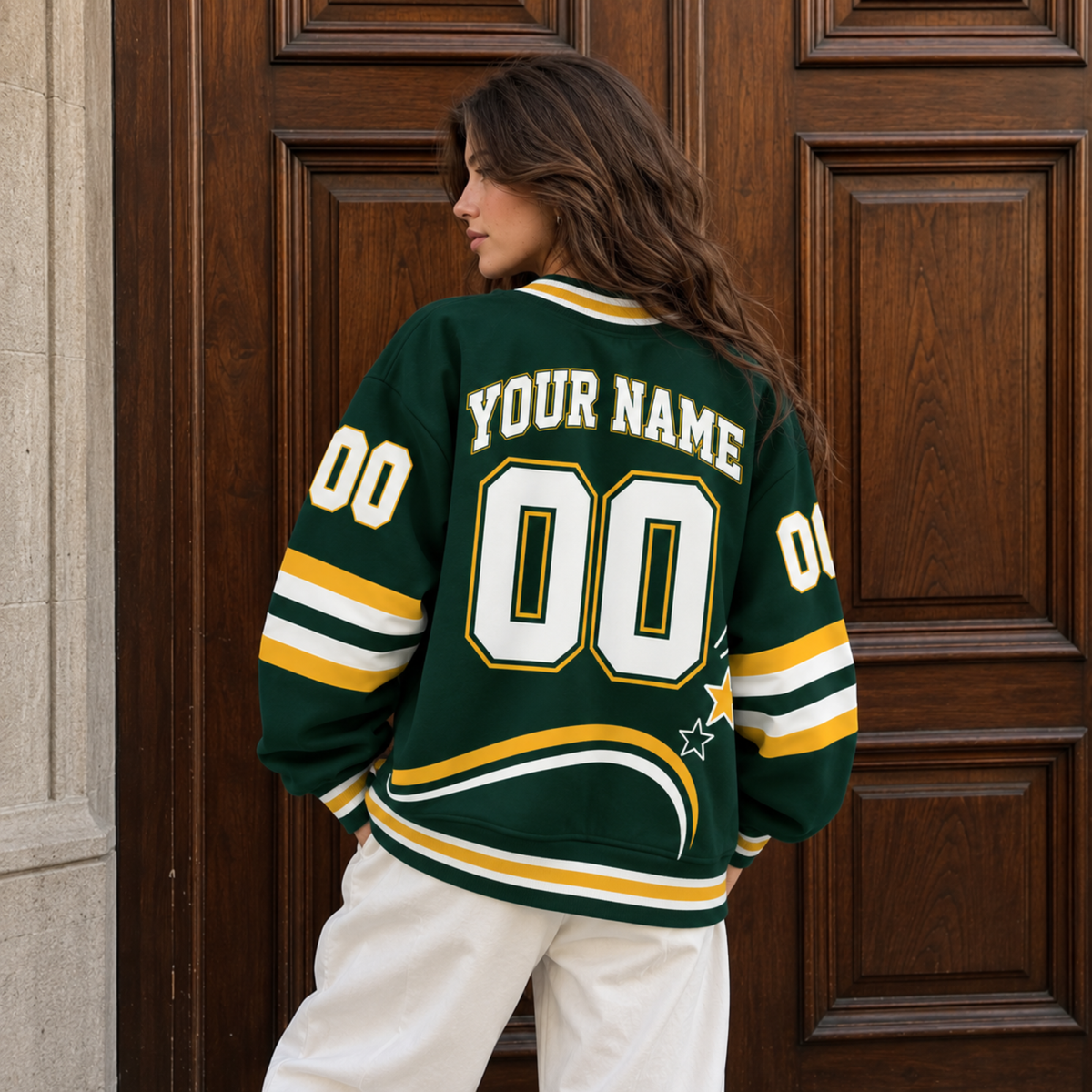 Green Bay-Inspired Custom Football Cardigan – Personalized Name & Number