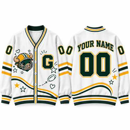 Green Bay-Inspired Custom Football Cardigan – Personalized Name & Number