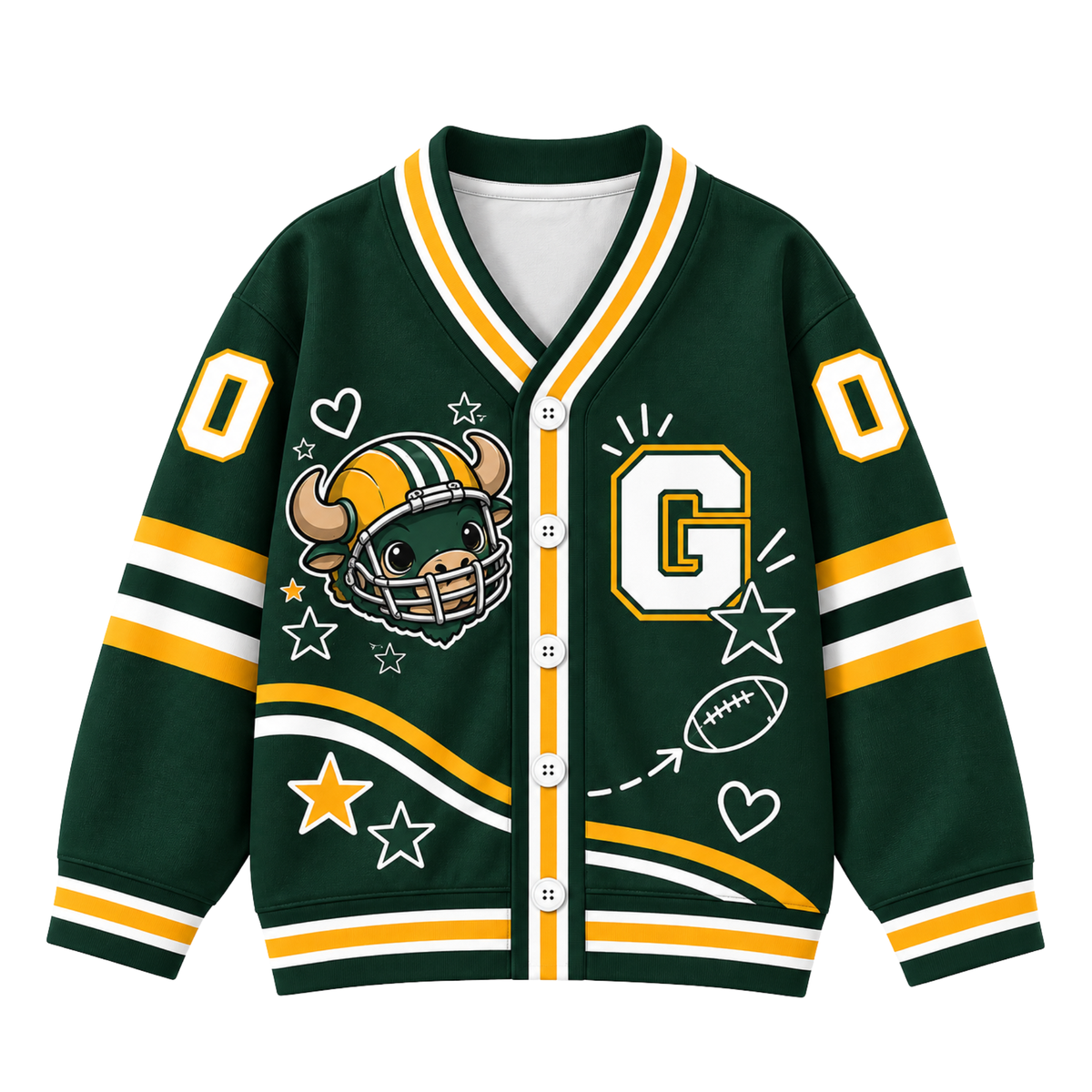 Green Bay-Inspired Custom Football Cardigan – Personalized Name & Number