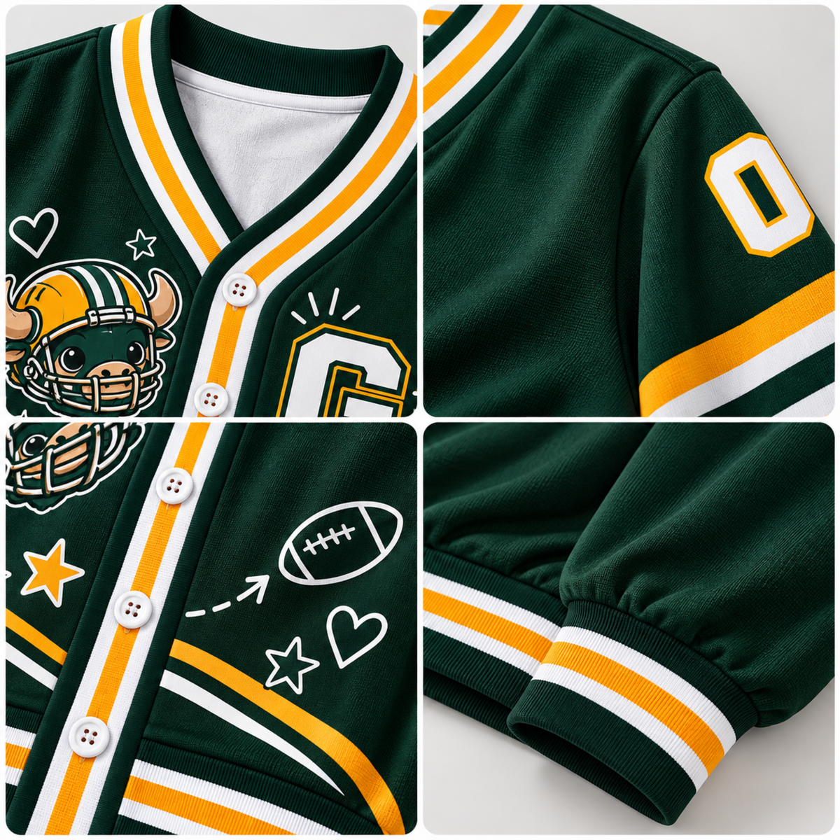 Green Bay-Inspired Custom Football Cardigan – Personalized Name & Number