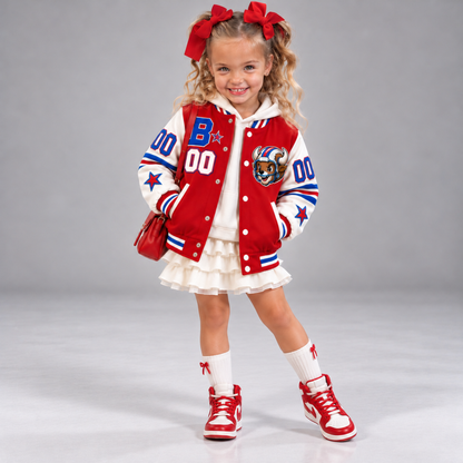 Buffalo-Inspired Kids Custom Football Varsity Jacket – Personalized Name & Number