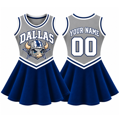 Dallas-Inspired Kids Custom Football Cheer Dress – Personalized Name & Number