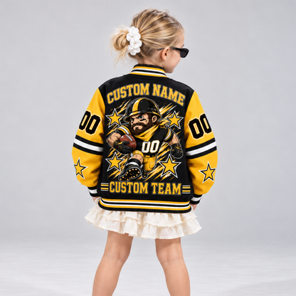 Pittsburgh-Inspired Kids Custom Football Varsity Jacket – Personalized Name & Number