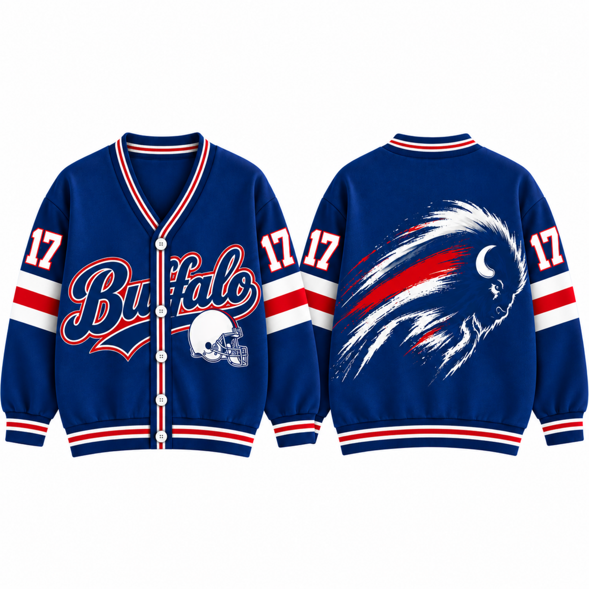 Custom Buffalo Game Day Knit Cardigan – Personalized Number