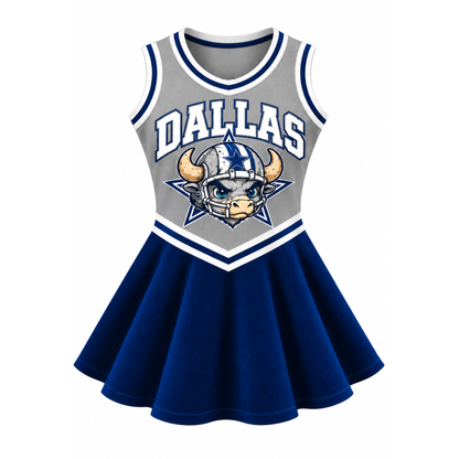 Dallas-Inspired Kids Custom Football Cheer Dress – Personalized Name & Number