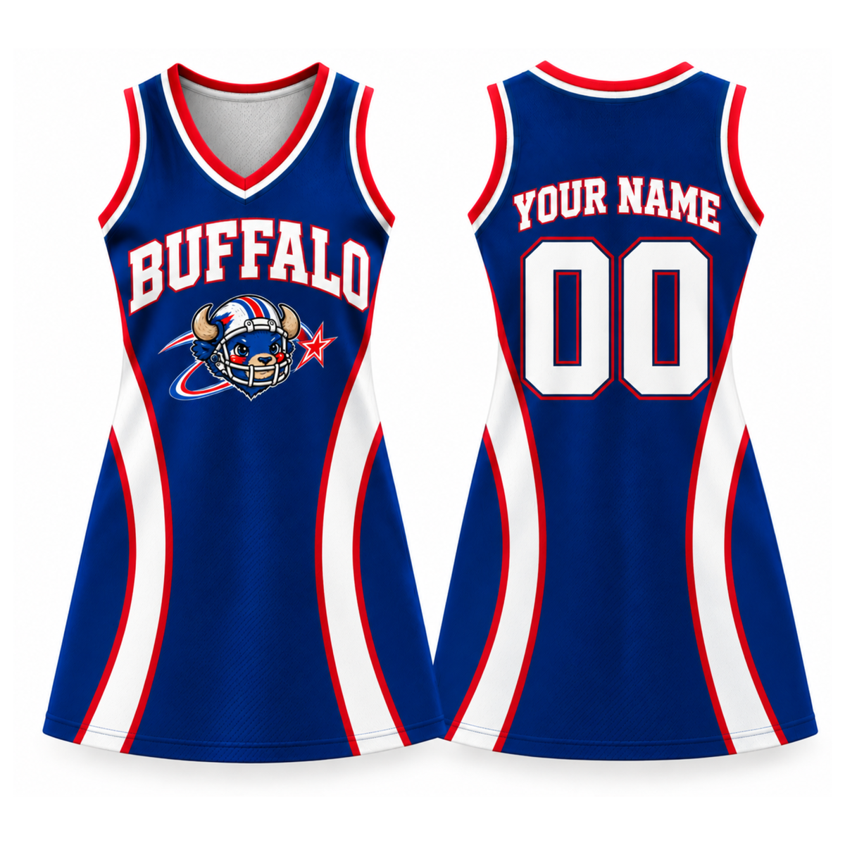 Custom Buffalo Football Jersey Dress, Personalized Name & Number Game Day Outfit
