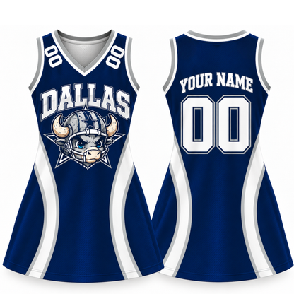 Dallas-Inspired Custom Football Jersey Dress – Personalized Name & Number