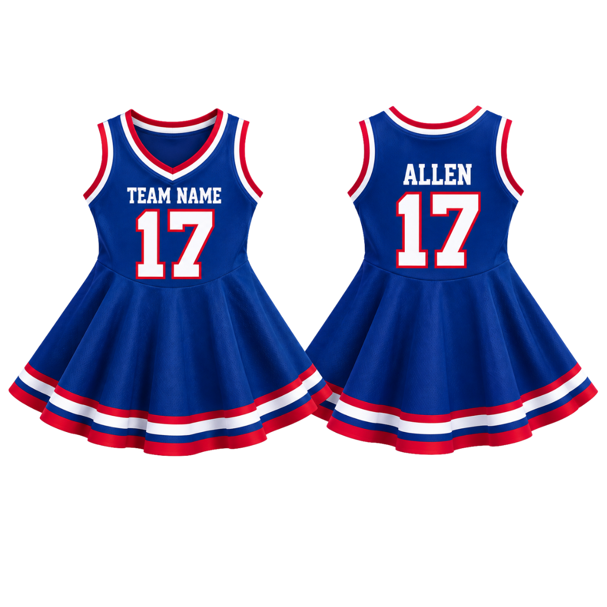 Buffalo-Inspired Kids Custom Football Jersey Dress – Personalized Name & Number