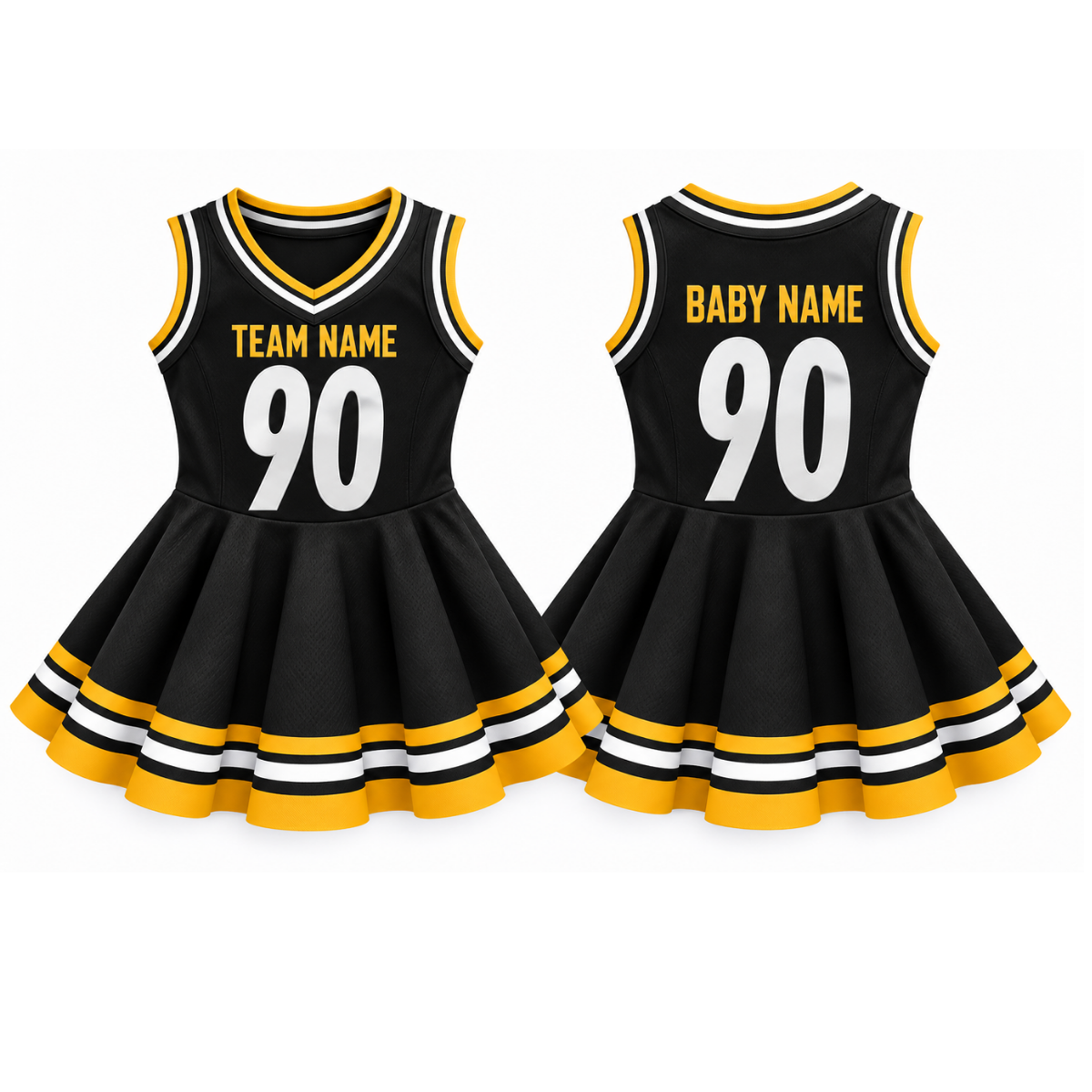 Pittburgh-Inspired Kids Custom Football Jersey Dress – Personalized Name & Number